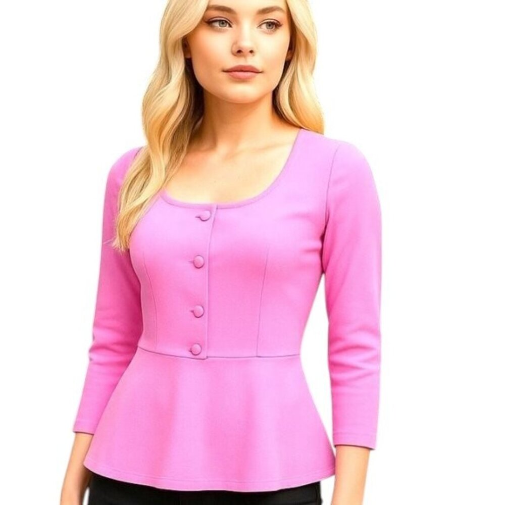 Girls With Curves Ponte Knit Square Neck Top Fuchsia Pink Extra Small NWOT